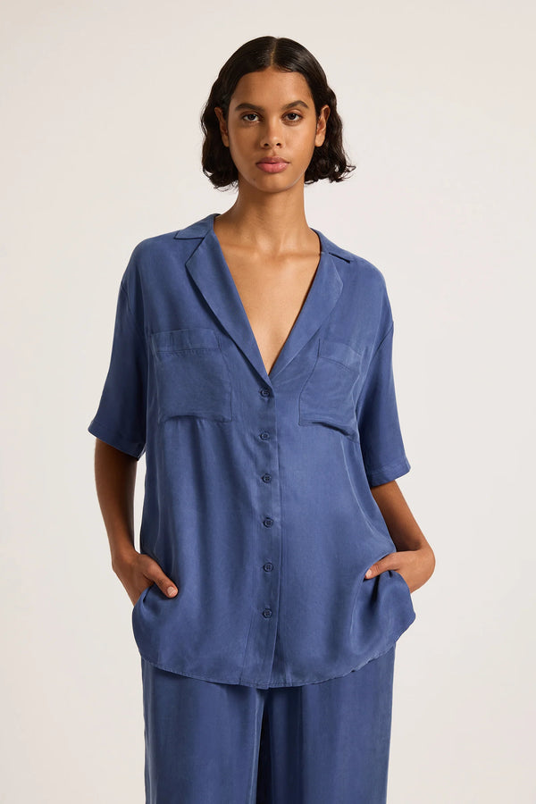 NL Lucia Cupro Shirt INDIGO