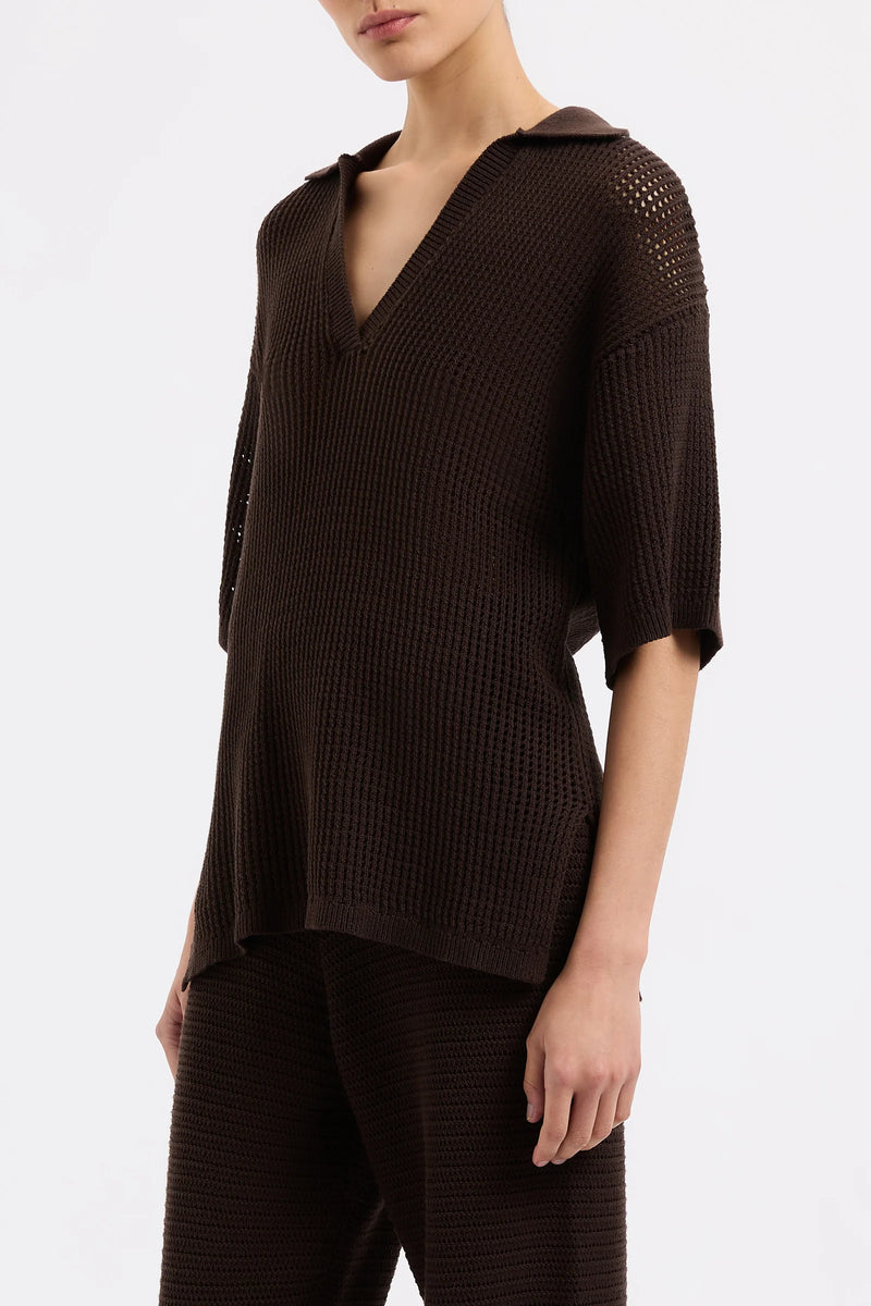 NUDE LUCY Willow Crochet Tunic ESPRESSO