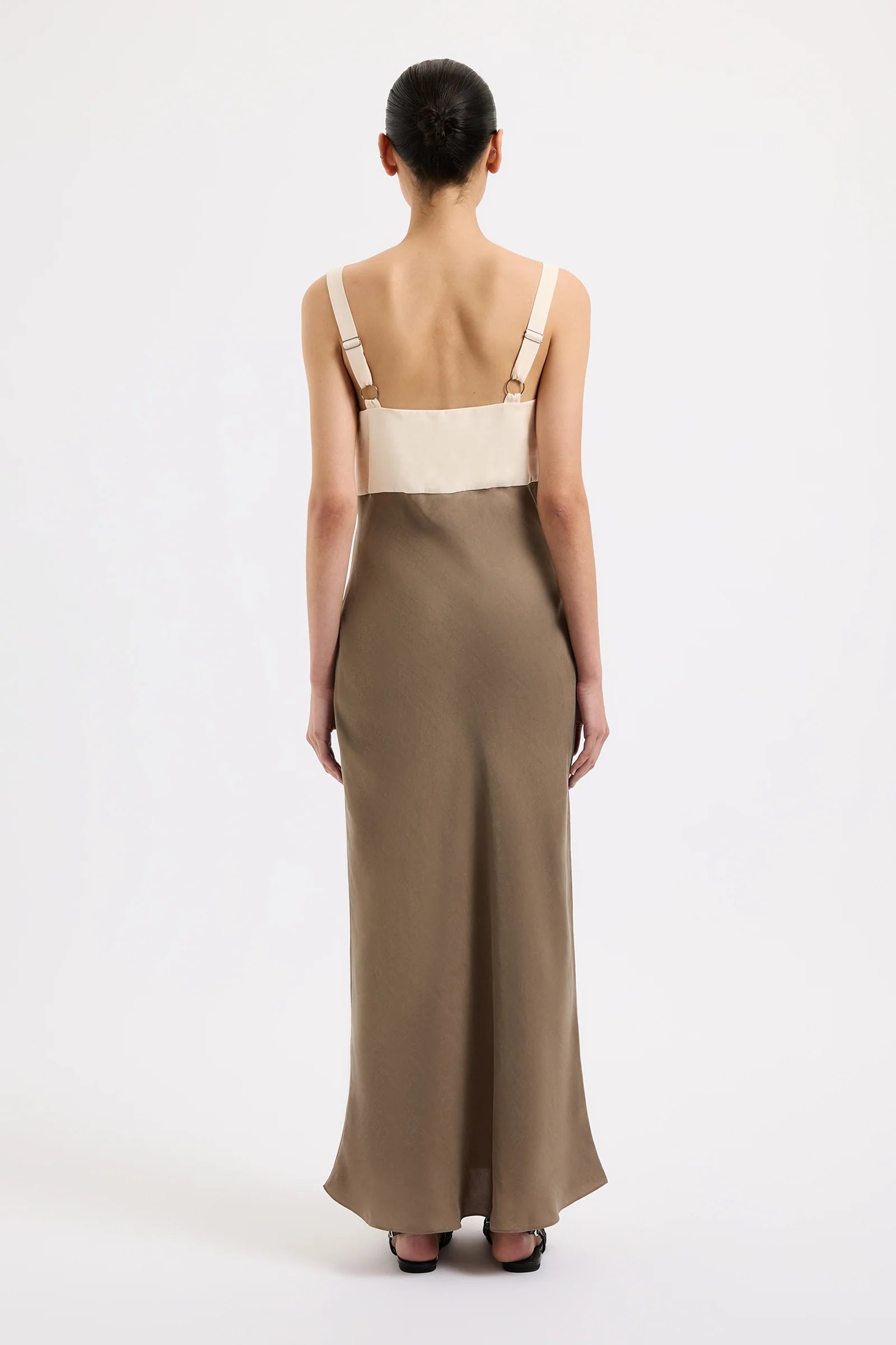 NUDE LUCY Seshni Tencel Slip Dress CHESTNUT SPLICE