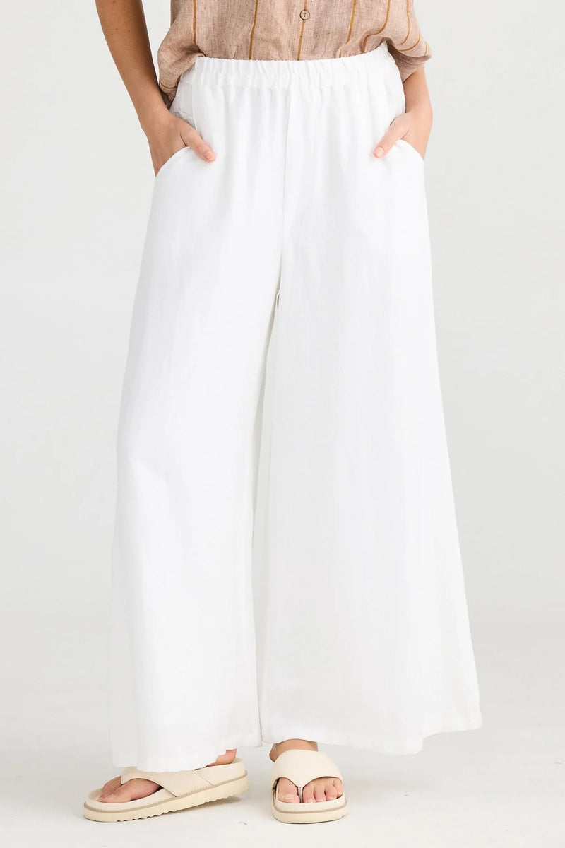 SHANTY Positano Linen Blend Pant WHITE