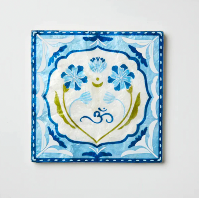 JONES & CO Fleur Om Wall Art WHITE + BLUE