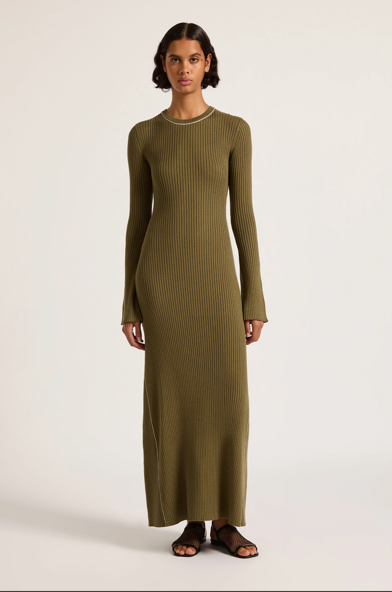 NL Gaia Knit Maxi Dress OLIVE