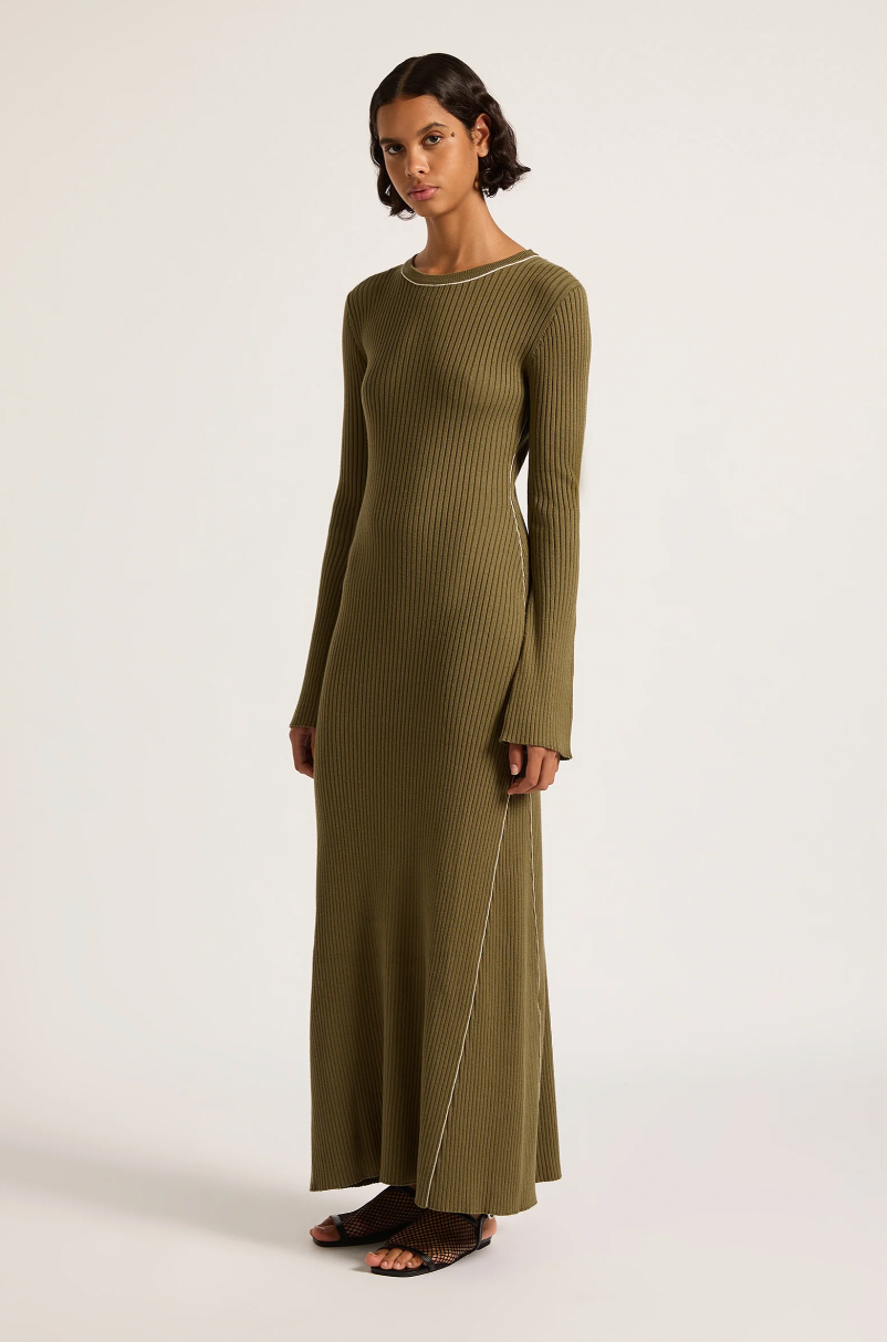 NL Gaia Knit Maxi Dress OLIVE