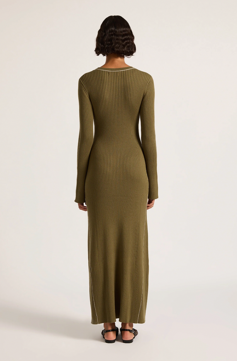 Nude Lucy Gaia Knit Maxi Dress OLIVE