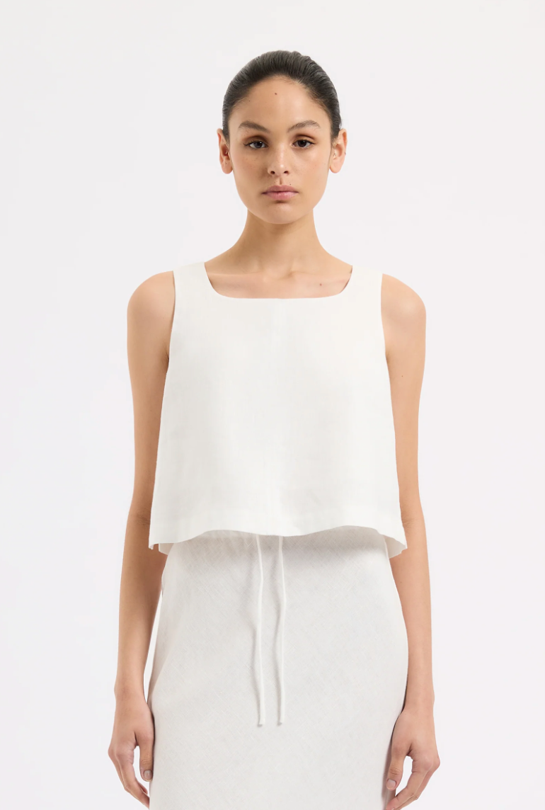 NL Thilda Linen Top WHITE