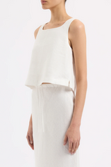 NL Thilda Linen Top WHITE