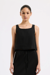 NL Thilda Linen Top BLACK