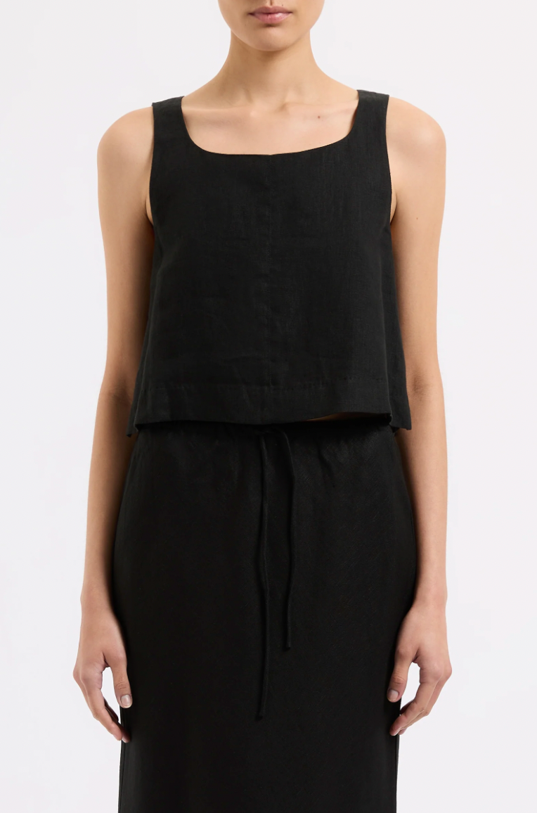 NL Thilda Linen Top BLACK