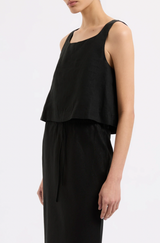 NL Thilda Linen Top BLACK