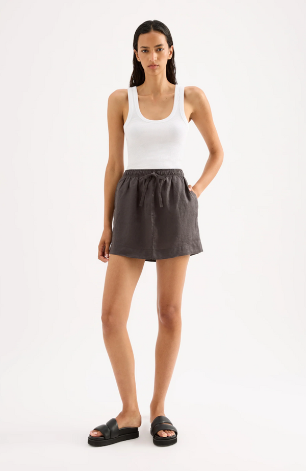 NUDE LUCY Lounge Linen Skirt COAL