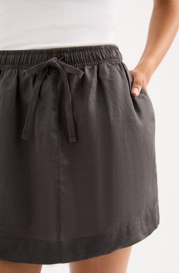 NUDE LUCY Lounge Linen Skirt COAL