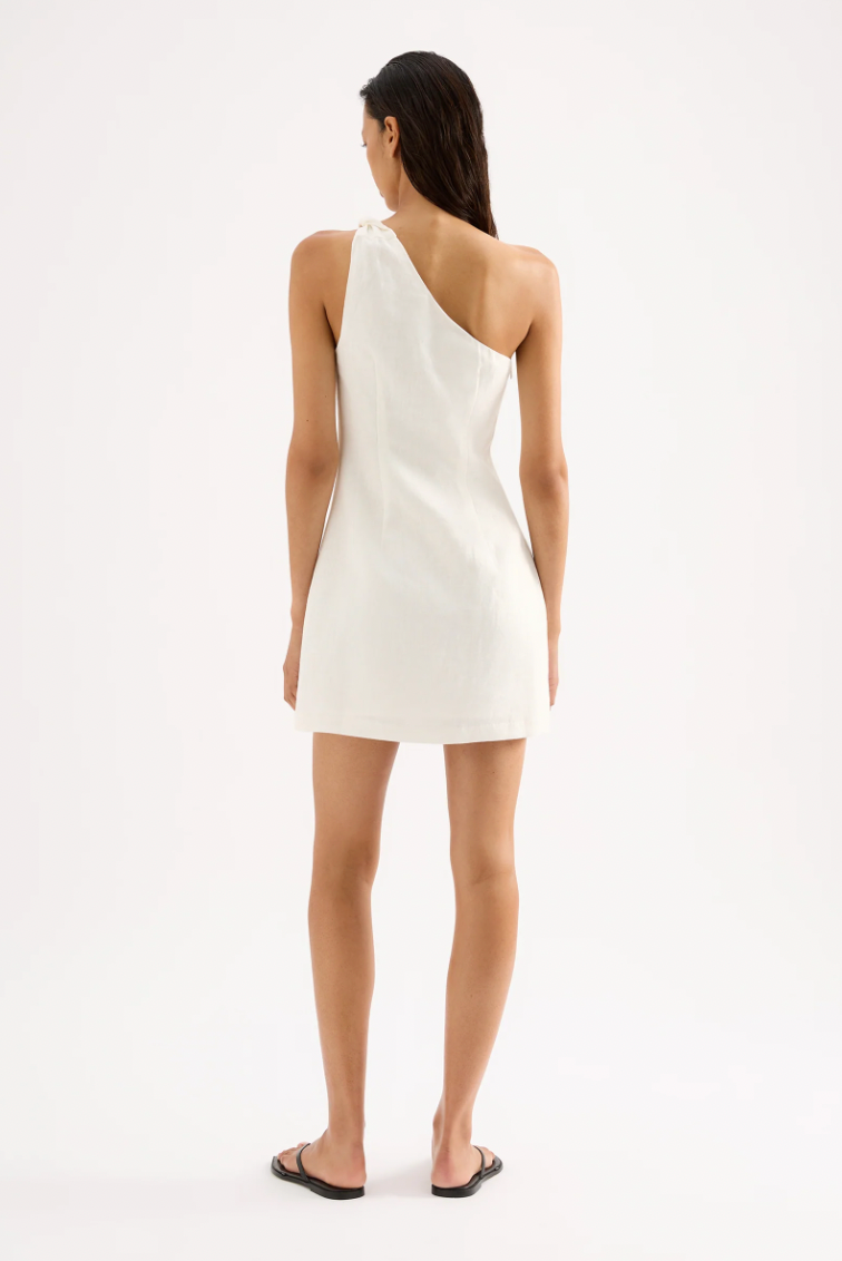 NUDE LUCY Avery Linen Mini Dress WHITE