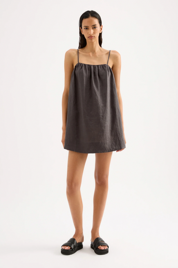 NUDE LUCY Lounge Linen Dress COAL