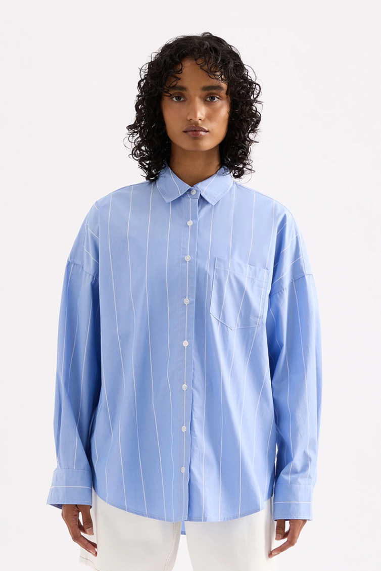 NUDE LUCY Harper Poplin Shirt BLUE STRIPE