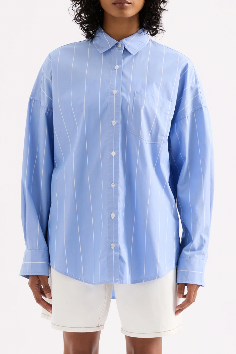 NUDE LUCY Harper Poplin Shirt BLUE STRIPE