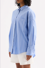 NUDE LUCY Harper Poplin Shirt BLUE STRIPE