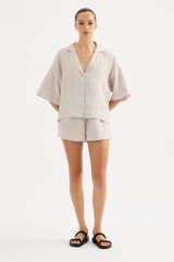 Nude Lucy Lounge Linen Shirt SILVER STRIPE