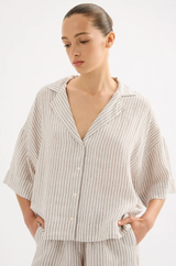 Nude Lucy Lounge Linen Shirt SILVER STRIPE