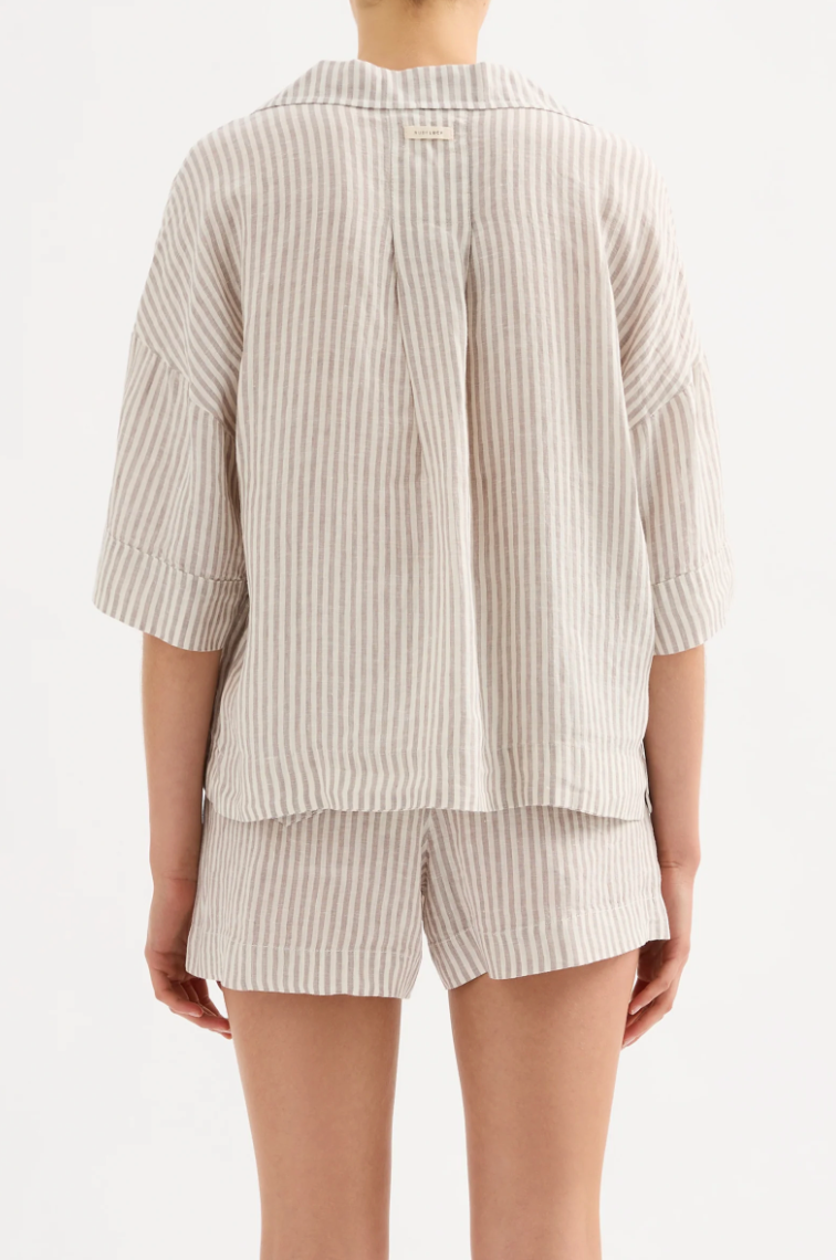 Nude Lucy Lounge Linen Shirt SILVER STRIPE