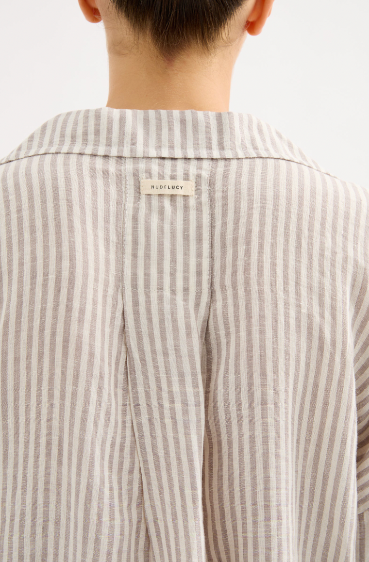 Nude Lucy Lounge Linen Shirt SILVER STRIPE