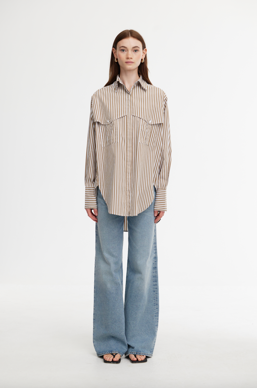 KINNEY Riley Shirt STONE/IVORY STRIPE