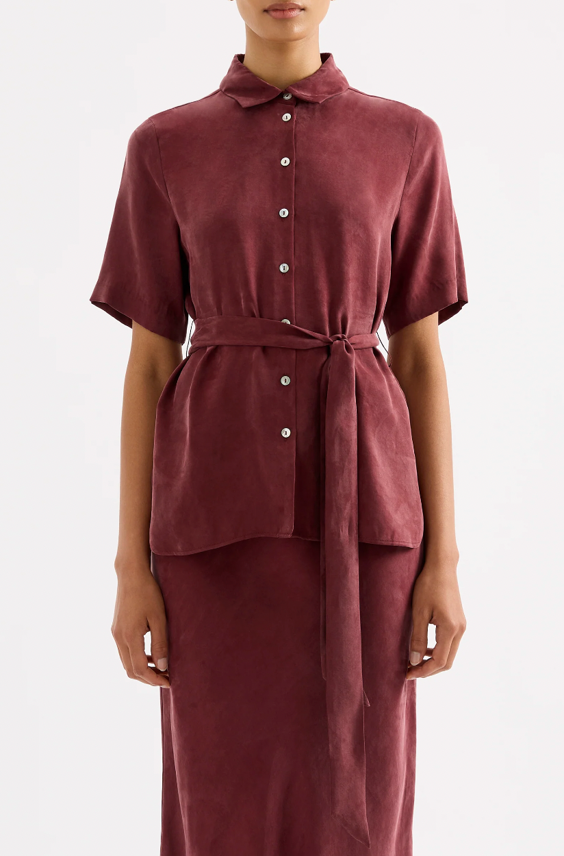 NUDE LUCY Devin Tencel Shirt PLUM