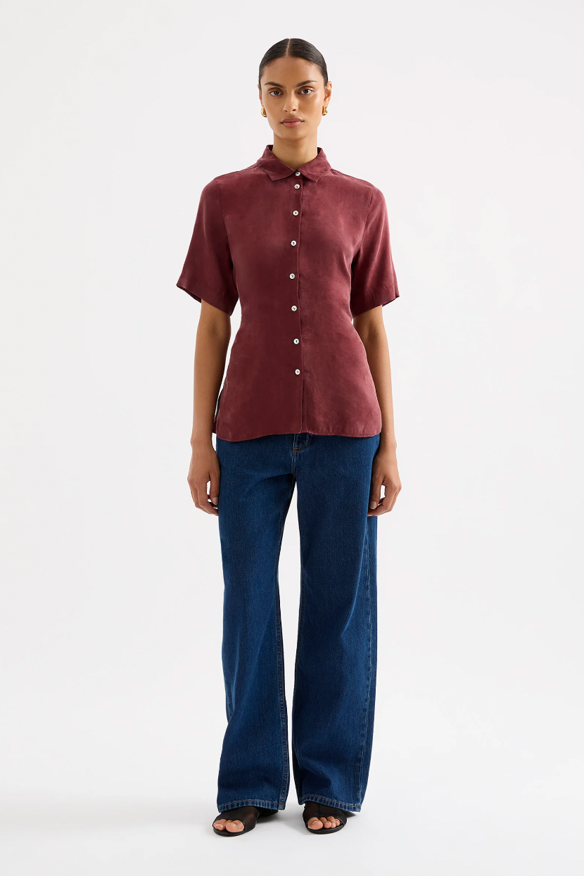 NUDE LUCY Devin Tencel Shirt PLUM
