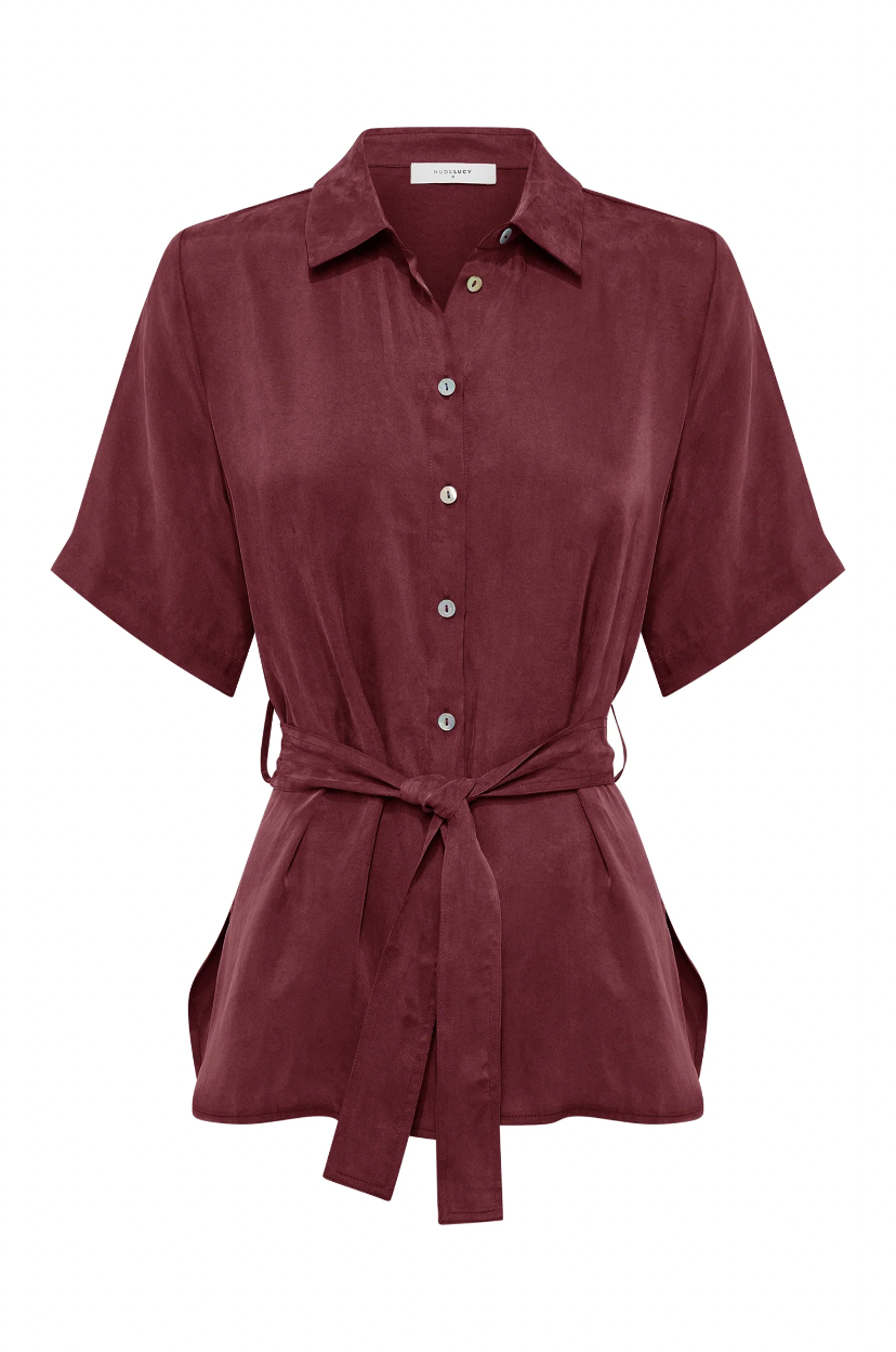 NUDE LUCY Devin Tencel Shirt PLUM