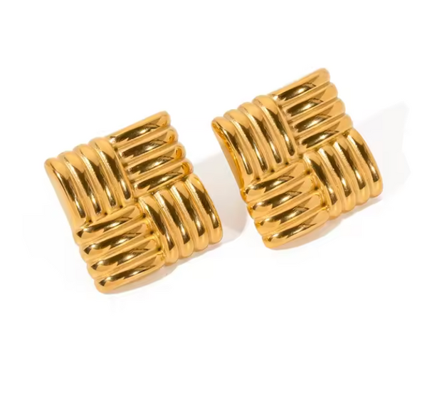 TOURISTE Woven Square Earrings GOLD