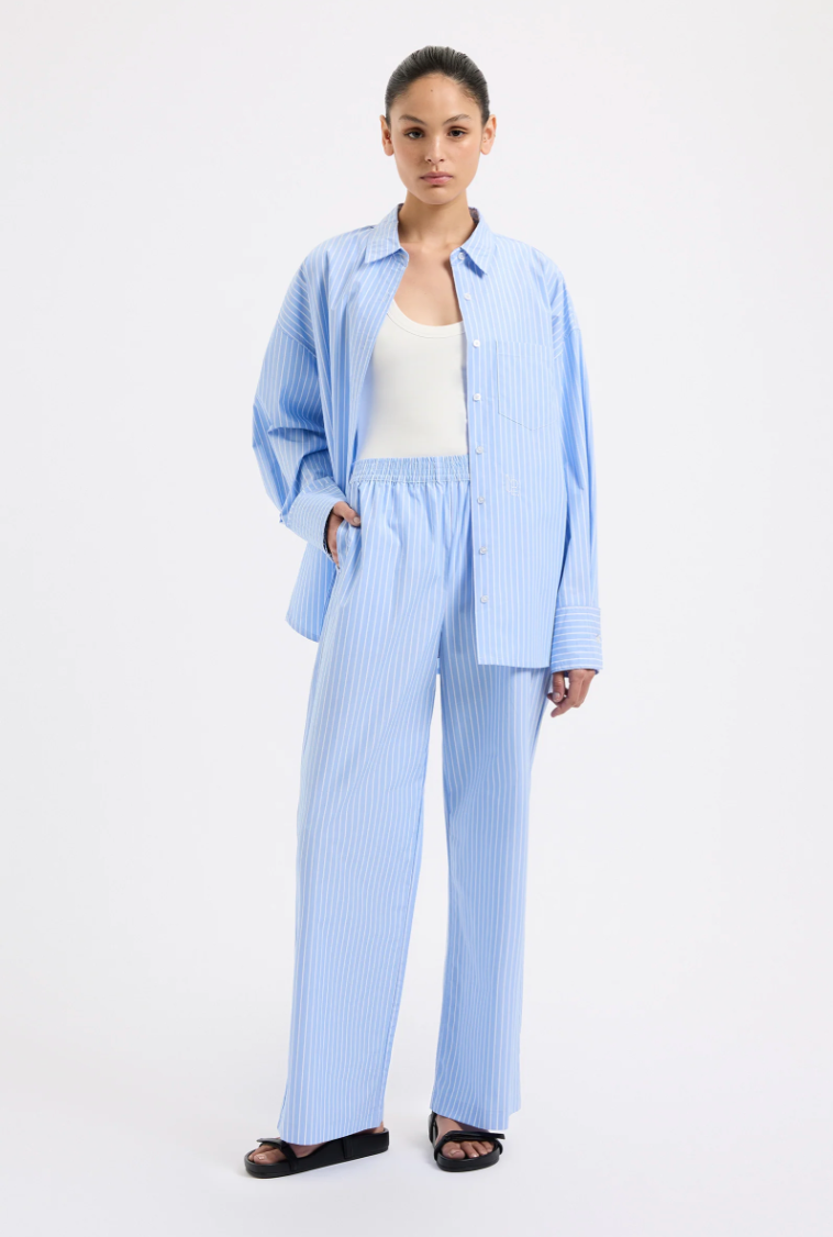 NUDE LUCY Organic Poplin Shirt SKY STRIPE