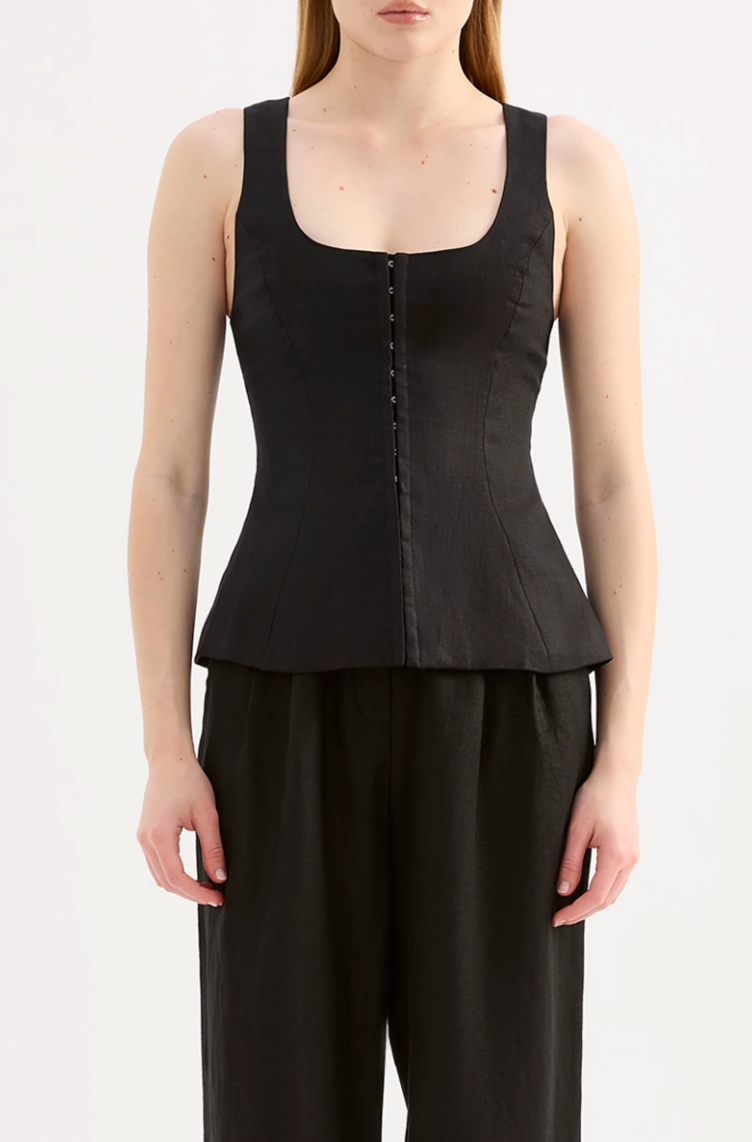 NUDE LUCY Quinn Linen Vest BLACK
