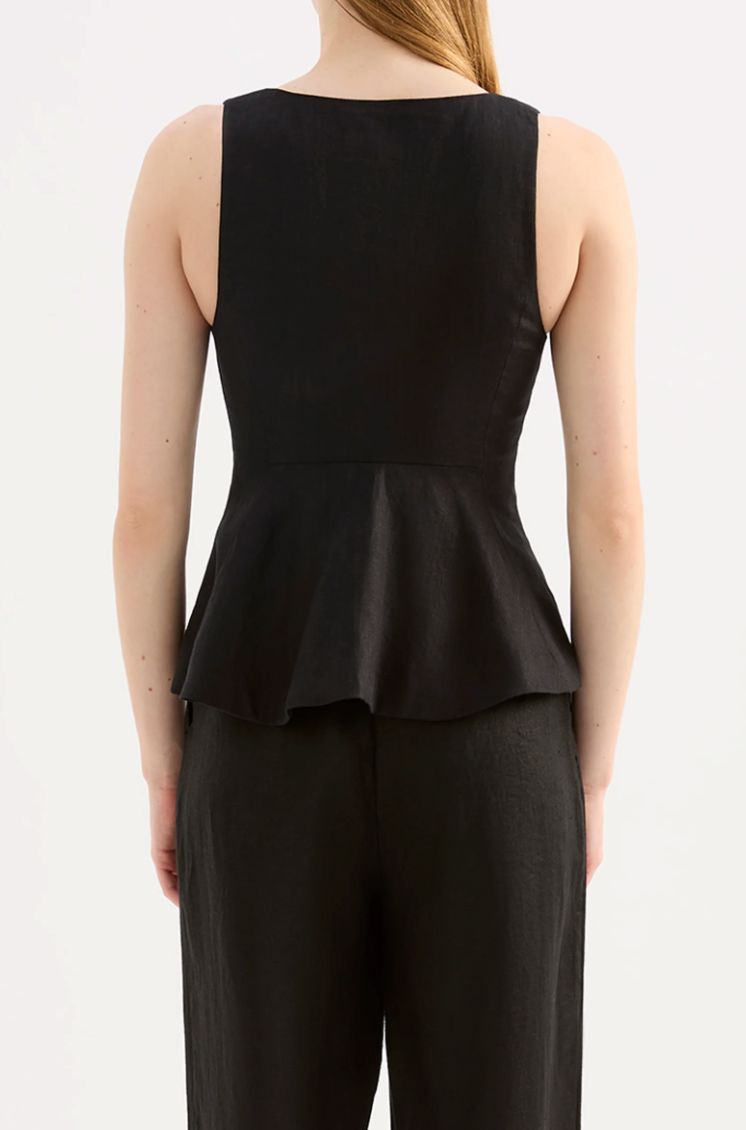NUDE LUCY Quinn Linen Vest BLACK