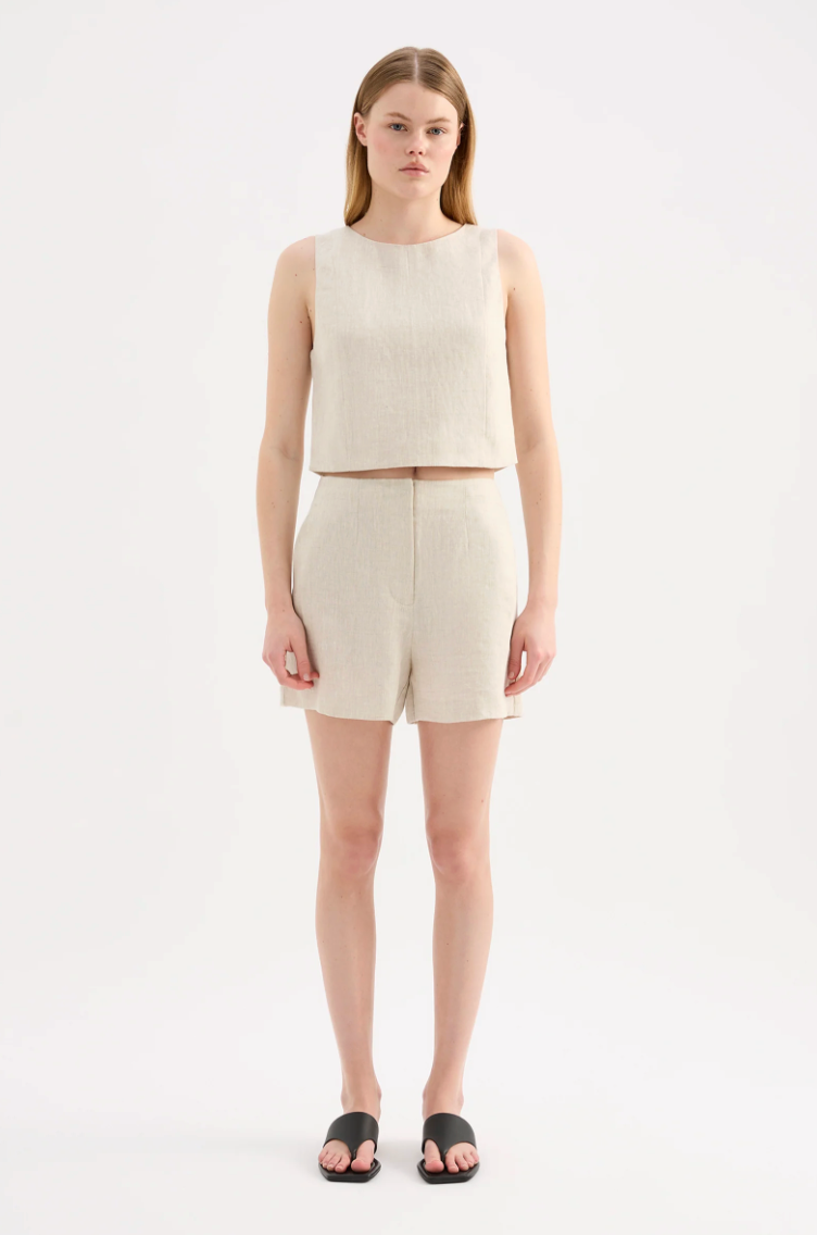 NUDE LUCY Marli Linen Top NATURAL