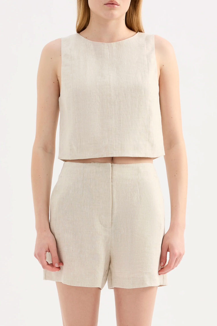 NUDE LUCY Marli Linen Top NATURAL