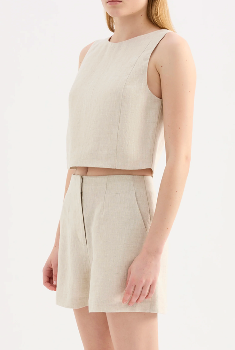 NUDE LUCY Marli Linen Top NATURAL