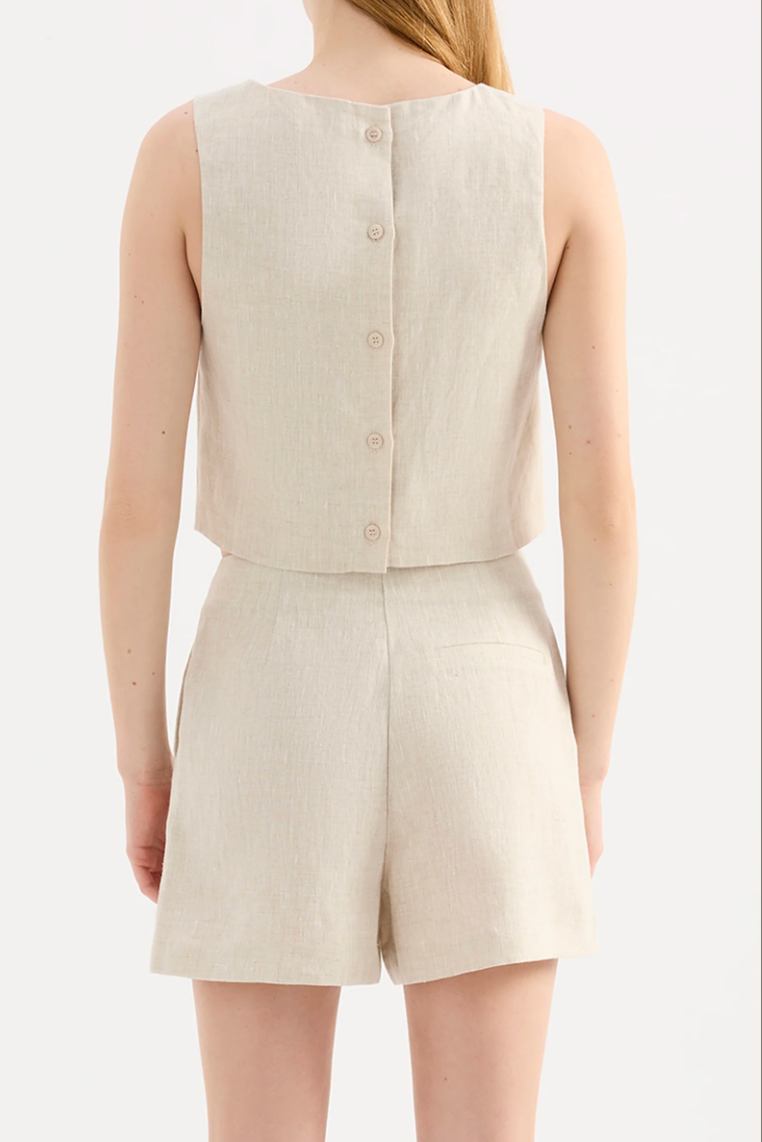NUDE LUCY Marli Linen Top NATURAL