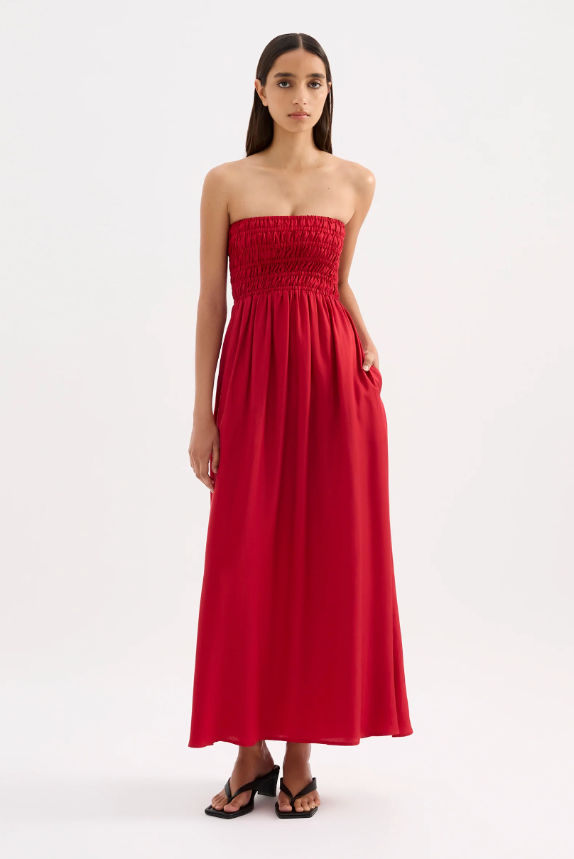 NUDE LUCY Zuri Tencel Maxi Dress CRIMSON