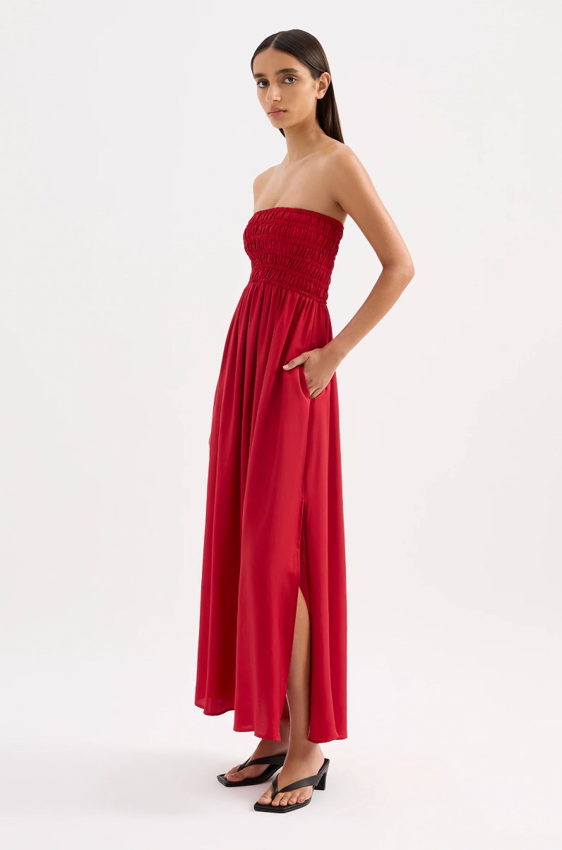 NUDE LUCY Zuri Tencel Maxi Dress CRIMSON