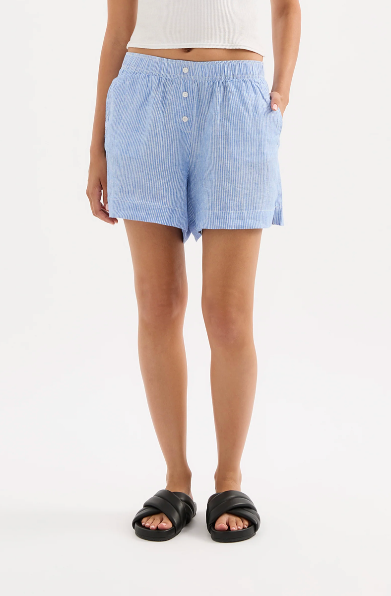 NUDE LUCY Lounge Linen Short BLUE STRIPE