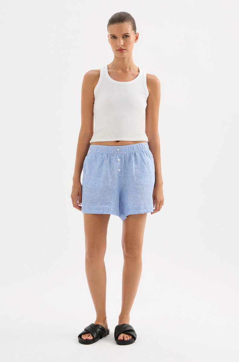 NUDE LUCY Lounge Linen Short BLUE STRIPE