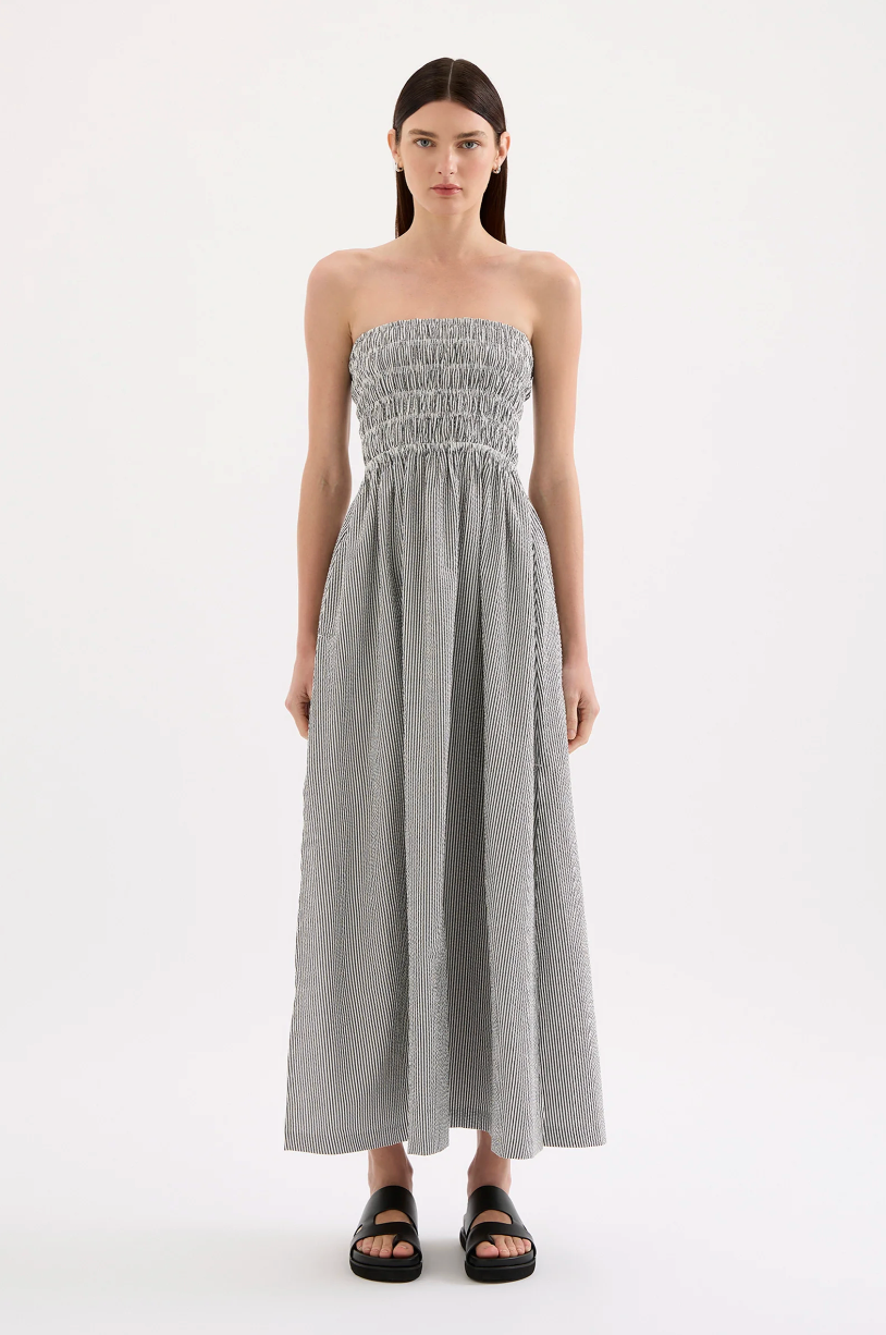 NUDE LUCY Quinn Maxi Dress BLACK STRIPE