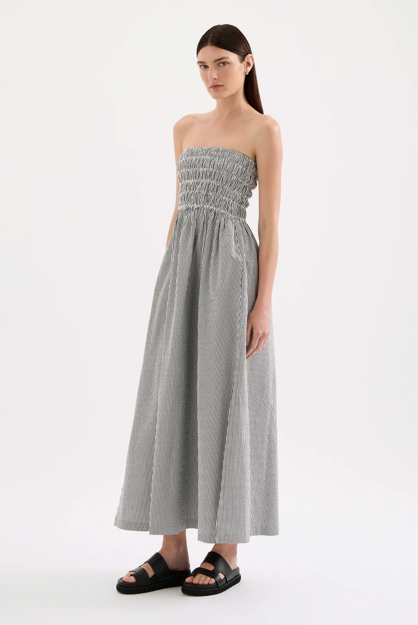 NUDE LUCY Quinn Maxi Dress BLACK STRIPE