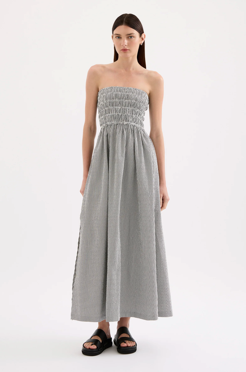 NUDE LUCY Quinn Maxi Dress BLACK STRIPE