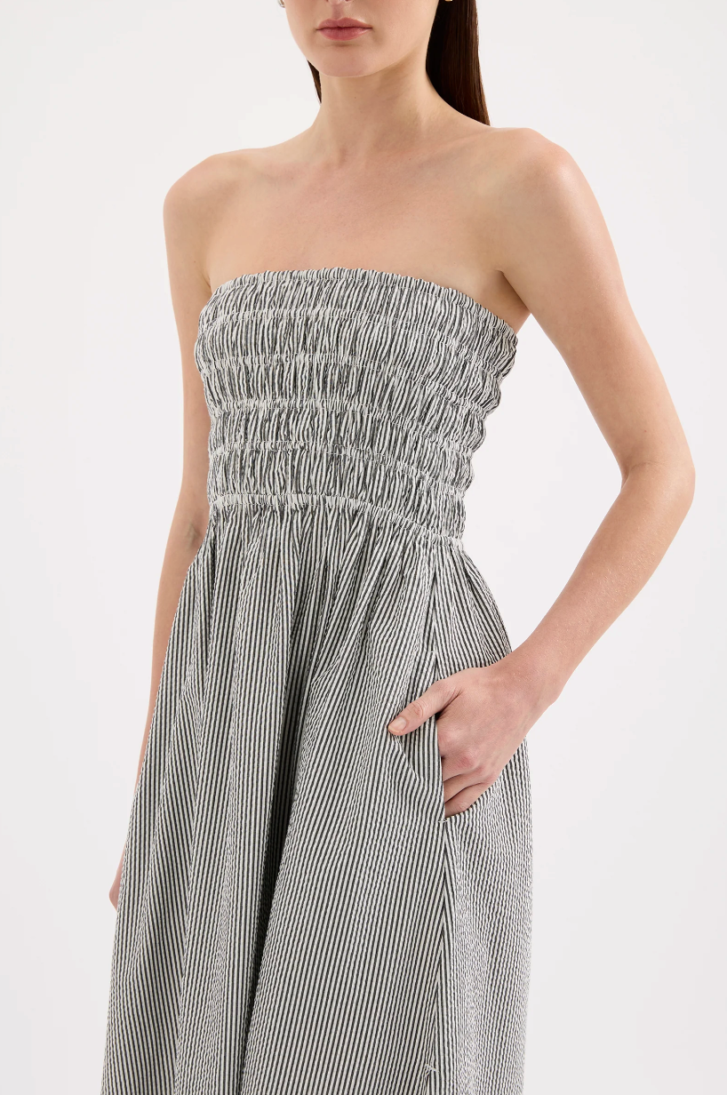 NUDE LUCY Quinn Maxi Dress BLACK STRIPE