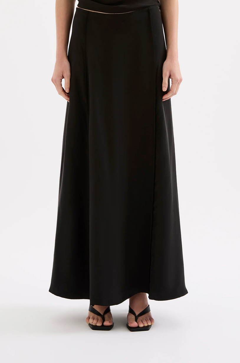 NUDE LUCY Leon Cupro Maxi Skirt BLACK