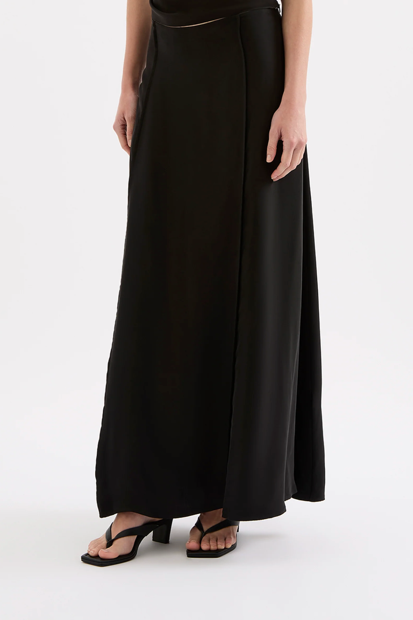 NUDE LUCY Leon Cupro Maxi Skirt BLACK