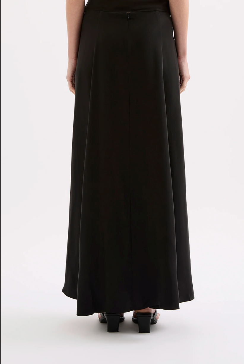 NUDE LUCY Leon Cupro Maxi Skirt BLACK
