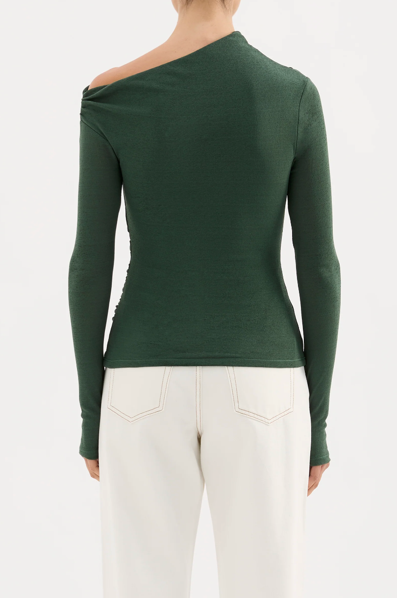 NUDE LUCY Rue Mesh Long Sleeve Top EMERALD