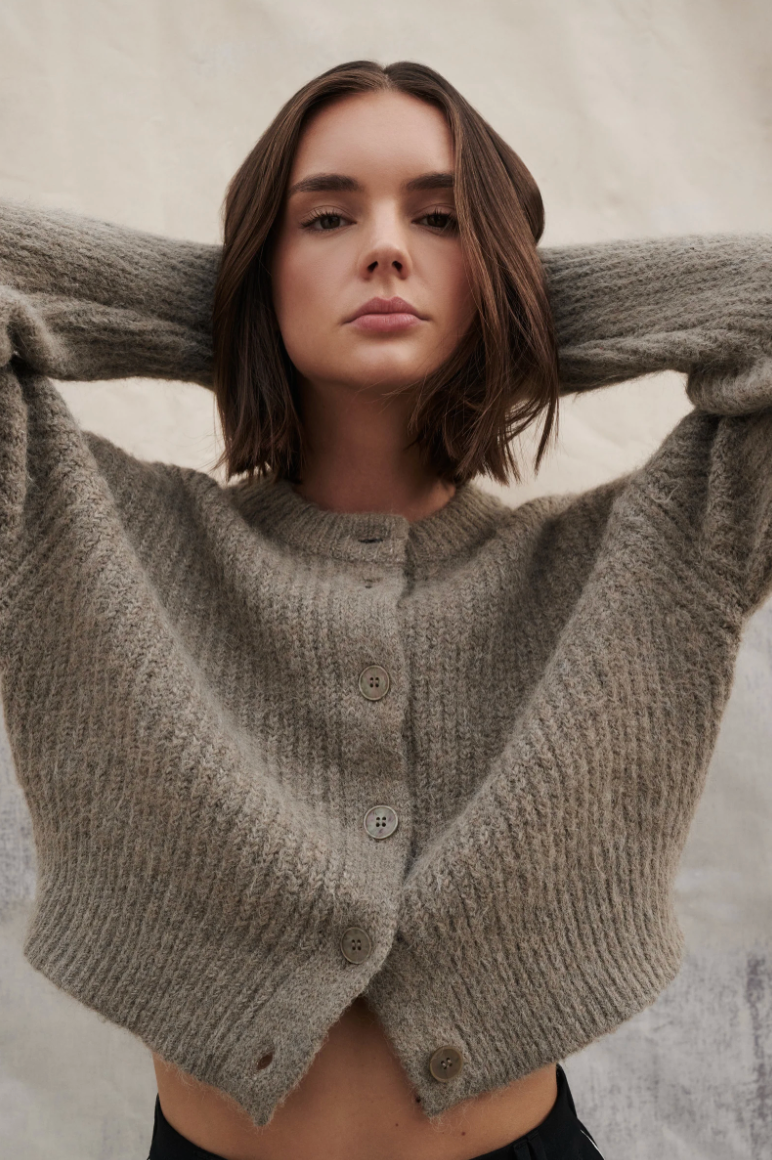 NUDE LUCY Nixon Cropped Cardigan VINE