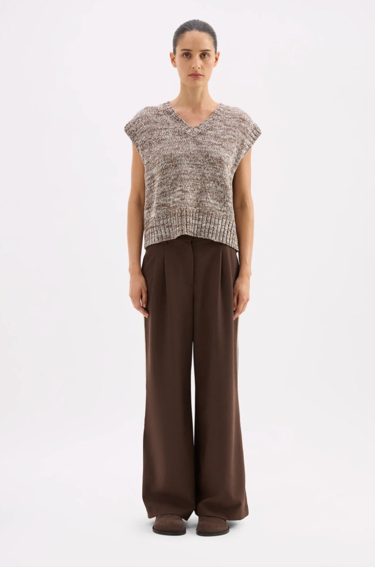 NUDE LUCY Mila Knit Vest WALNUT SPECKLE
